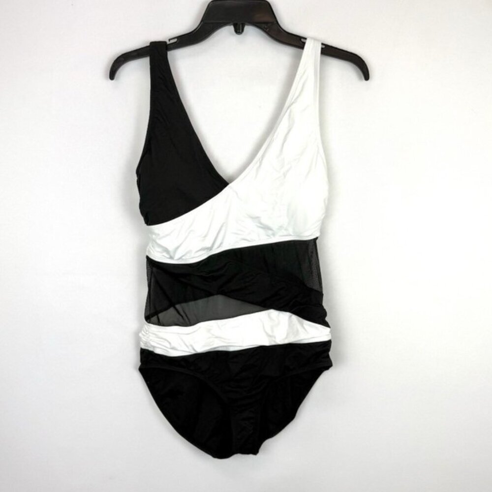 Anne Cole Women’s White/Black One Piece Swimsuit Size 10